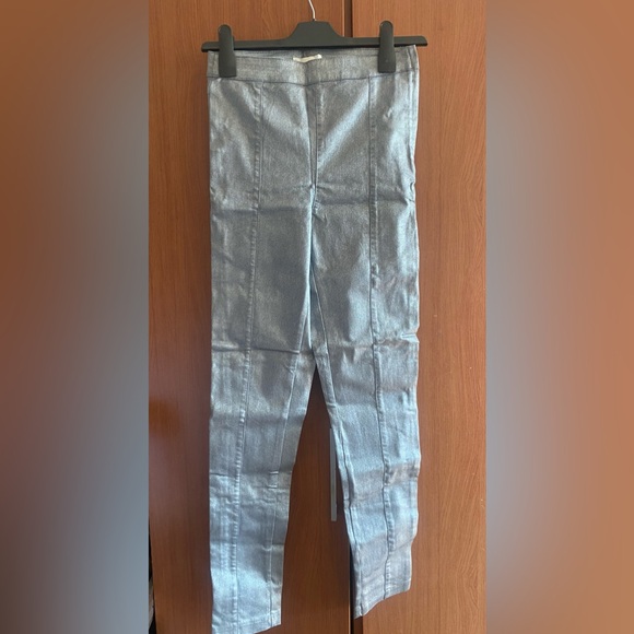 NWT - shiny night time silver coated hot pants - side zipper - Picture 2 of 8